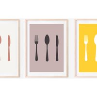Küche Besteck Wandkunst/Personalisierte Gabel Löffel Messer Druck A5, A4, A3 Individuelle Farbkunst von ALovelyLittleSpot