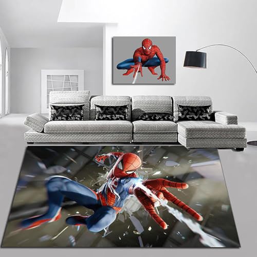 3D Spiderman Anime Game rutschfeste Teppich, Bereichsteppich, Schlafzimmerteppiche, Kinderzimmer Anti-Rutsch Teppich Für Wohnzimmer Spielbodenmatte Badezimmer Flanellmatte,50x80 cm von ALturN
