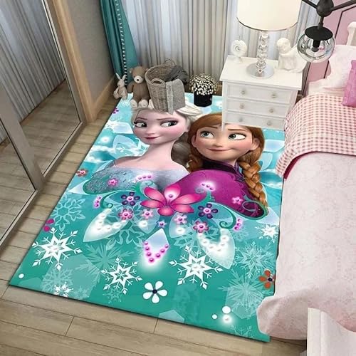 ALturN 3D-Druck Teppich Anime Frozen Teppich, Cartoon Teppich Schlafzimmer Nachttür Matte, Weich Groß rutschfest Waschbar Teppich, for Wohnzimmer Dekoration, Kinderteppich Für Schlafzimmer von ALturN