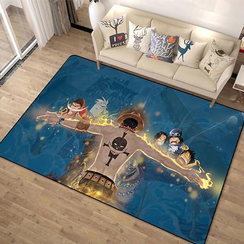 ALturN Anime Teppich Für Wohnzimmer, Teppich Cartoon Anime One Piece Teppich Wohnzimmer Schlafzimmer Kinderzimmer Bett Bodenmatte Computer Stuhl Matte Bereich Teppich, 80×120cm von ALturN