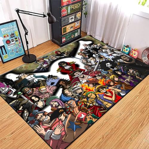 ALturN Anime Teppich Für Wohnzimmer, Teppich Cartoon Anime One Piece Teppich Wohnzimmer Schlafzimmer Kinderzimmer Bett Bodenmatte Computer Stuhl Matte Bereich Teppich, 80×120cm von ALturN