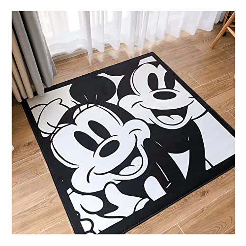 ALturN Cartoon Mickey und Minnie Area Teppiche,Teppich Schlafzimmer Nachttisch Decke,Wohnzimmer Waschbare Teppich for Wohnzimmer Dekoration (Color : Schwarz+Weiß, Size : 80 * 120cm) von ALturN