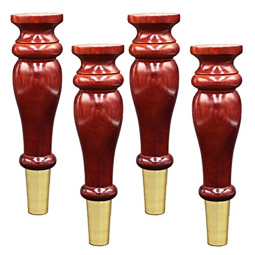 ALturN Massivholz-Möbelbeine, Sofa-Füße, 4 Stück Ersatz-Möbelfüße, Massivholz-Tischbeine, Schrankbeine, mit Schrauben und Montageplatte, rot (25 cm) (Color : Red, Size : 15cm/5.9in) von ALturN