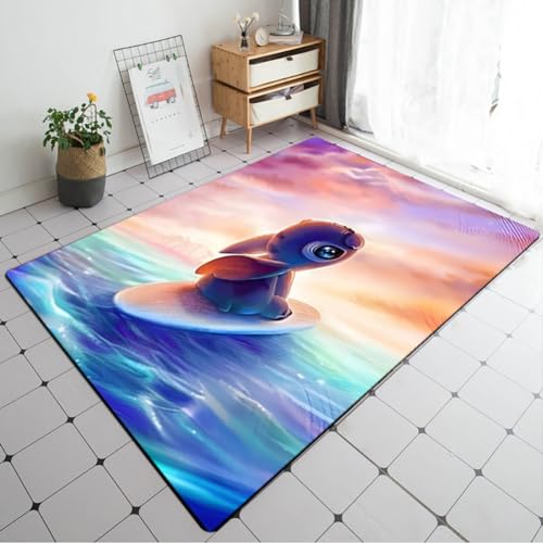 ALturN Teppiche Teppich Cartoon Anime Stitch Teppich Wohnzimmer Schlafzimmer Kinderzimmer Bett Bodenmatte Computer Stuhl Matte Bereich Teppich, 80x120 Cm/31.4x47.2 In von ALturN