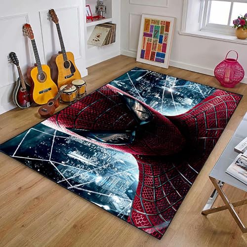 Teppich Spiderman Wohnzimmer Modern Spielteppich Spielmatte Wohnzimmer Wohnkultur Rutschfeste Teppiche 3D Muster, Kinderzimmer Bodenmatte Schlafzimmer Nicht -Schlupf -Teppich Dekoration, 80x120cm von ALturN