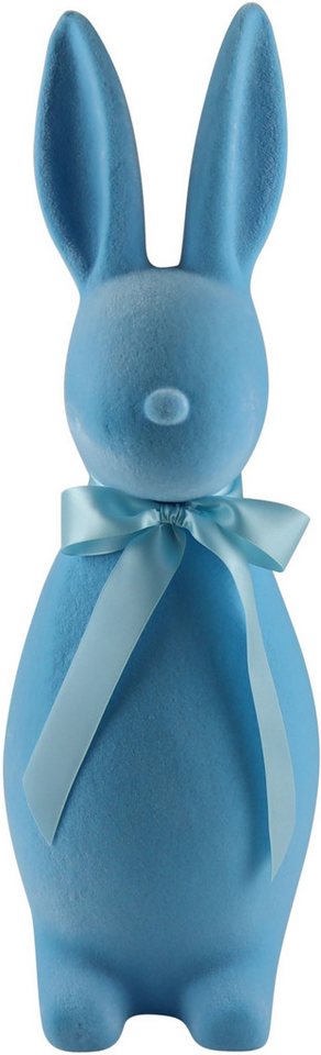 AM Design Dekofigur Hase mit Schleife in samtiger Flock-Haptik, Osterdeko, in zwei Größen von AM Design