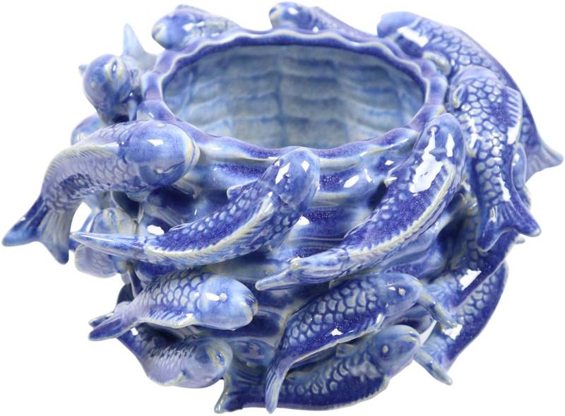 AM Design Dekovase Blaue Keramikvase mit Fischen, ein maritimes Design, das frischen Wind in Ihr Zuhause bringt von AM Design