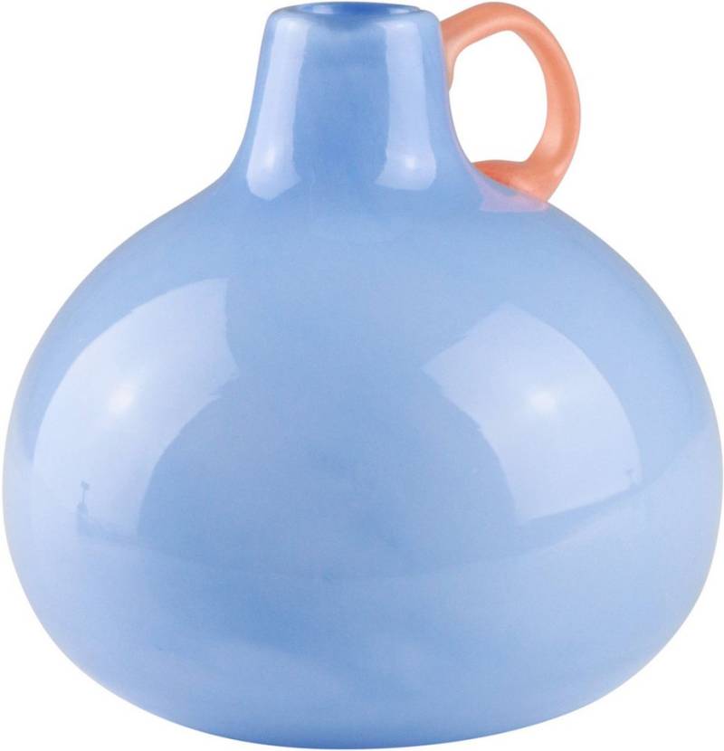 AM Design Dekovase Blauglasvase mit auffälligem orangem Griff, ein einzigartiges Designstück von AM Design