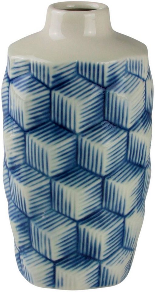 AM Design Dekovase Raute, blau-weiß, Tischvase aus Keramik (1 St), Keramikvase, Dekoobjekt, Blumenvase von AM Design