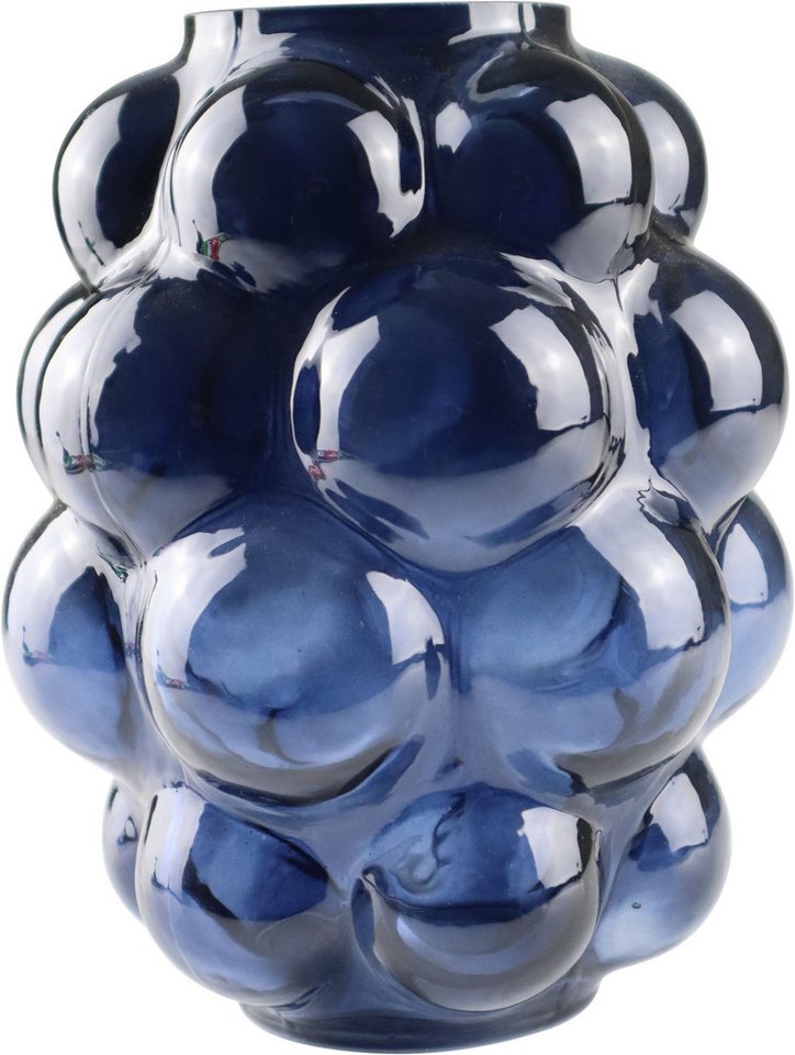 AM Design Dekovase Vase aus blauem Glas, mit charmantem Punktedesign von AM Design