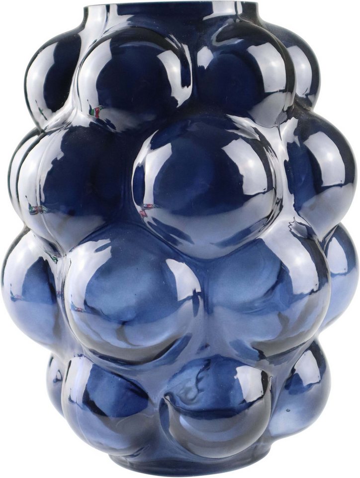 AM Design Dekovase Vase aus blauem Glas, mit verspieltem Punktedesign von AM Design