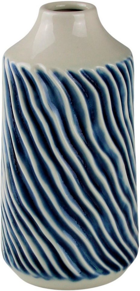 AM Design Dekovase Welle, blau-weiß, Tischvase aus Keramik (1 St), Keramikvase, Dekoobjekt, Blumenvase von AM Design