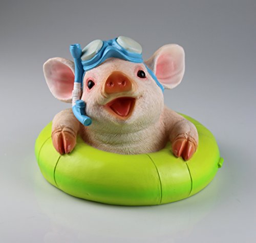 AM-Design Schwein im Schwimmring Gartenfigur Garten Figur Skulptur Pool von AM-Design