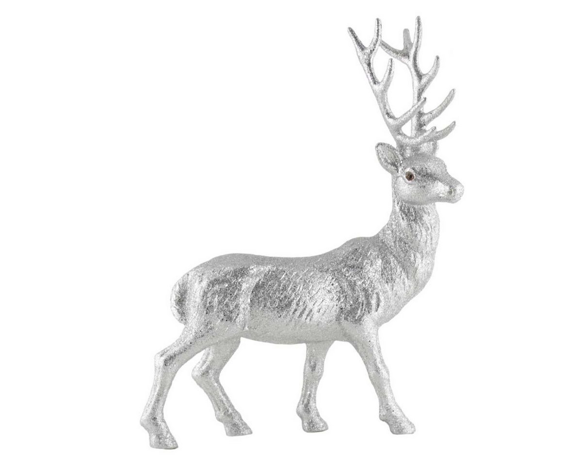 AM Design Tierfigur AM-Design Glitzer Hirsch silberfarben H ca 39cm von AM Design