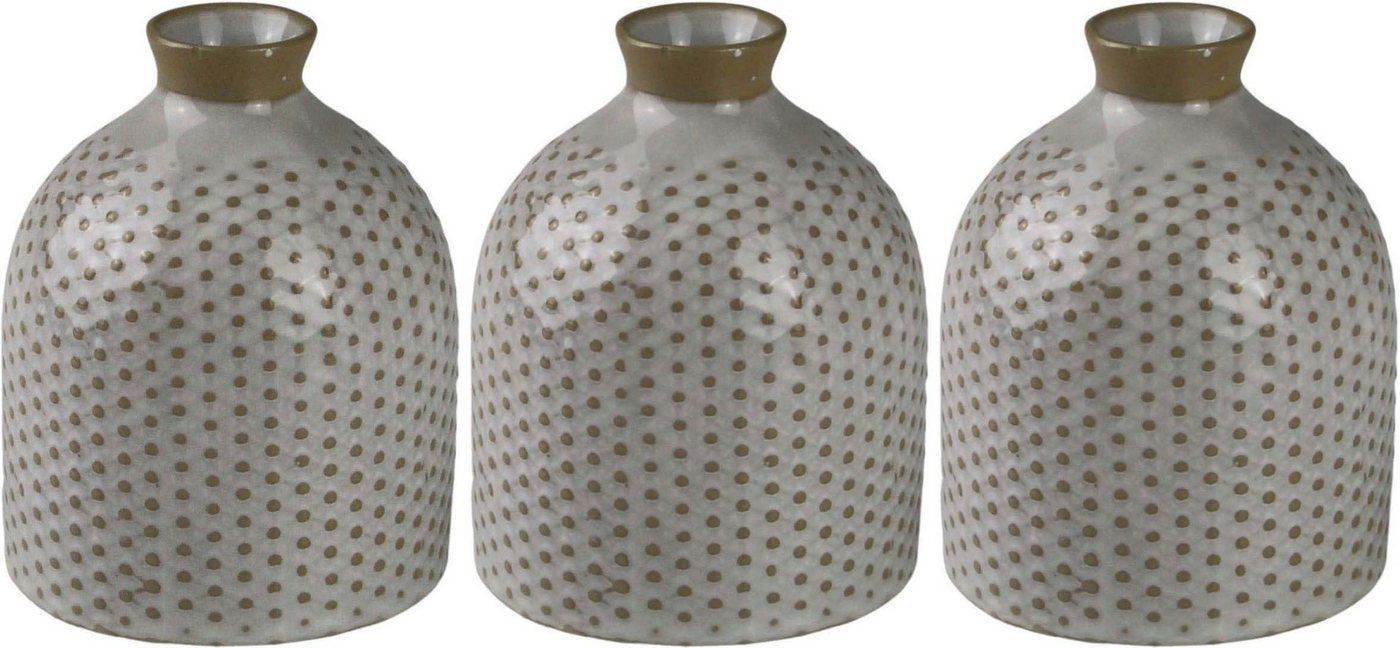 AM Design Tischvase Blumenvase in Flaschen-Form (Set, 3 St), Dekovase aus Keramik, Höhe ca. 9,90 cm von AM Design