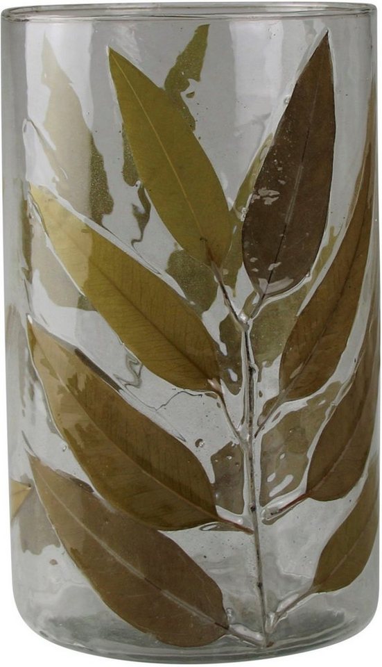 AM Design Windlicht Kerzenhalter Zweig mit Blättern, aus Glas (1 St), Stumpenkerzenhalter von AM Design