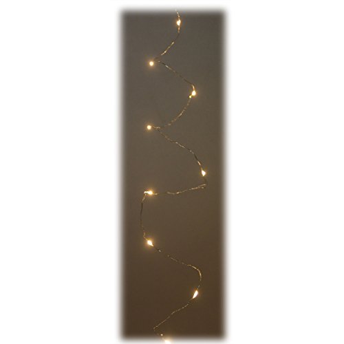 LED Silberdraht batteriebetrieben - mit 20 klassisch warm leuchtenden Lichtern - für innen - Lichterkette mit Silberdraht und Zeitschaltuhr, Lieferung ohne Batterien - Gesamtlänge 180 m von AM-Design