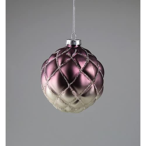Weihnachtskugeln Glas, Größe ca 10 cm, verschiedene Ausführungen (Raute violett weiß) von AM-Design