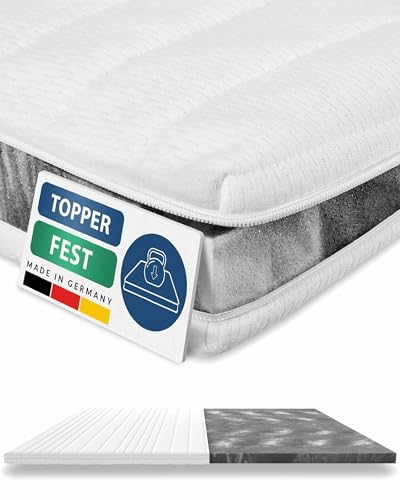 Basic Topper fest - 105x190 cm - Härtegrad 3 und 4 (H3 / H4) - Feste & anpassungsfähige Matratzenauflage- Harter Topper - Auch für Boxspringbetten geeignet - Made in Germany von AM Qualitätsmatratzen