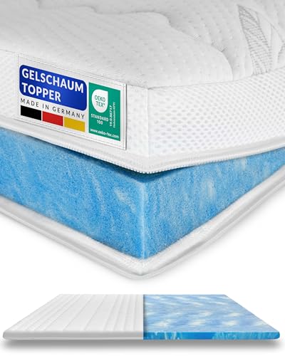 Premium Gelschaum-Topper 140x210 cm mit RG 50 - Hochwertiger Lyocell-Bezug - Antirutschfunktion - Umlaufendes Klimaband - Qualität Made in Germany - Gel-Topper 140 x 210 von AM Qualitätsmatratzen