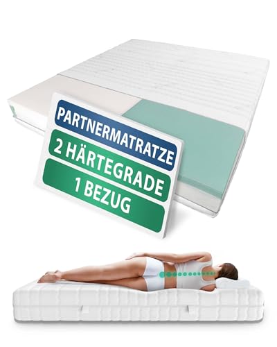 1000 Federn 7-Zonen Partnermatratze 140 x 200 cm - 24 cm Premiumhöhe - 1.000 Federn Taschenfederkernmatratze 140x200cm - Zwei Härtegrade - H2 & H3 von AM Qualitätsmatratzen