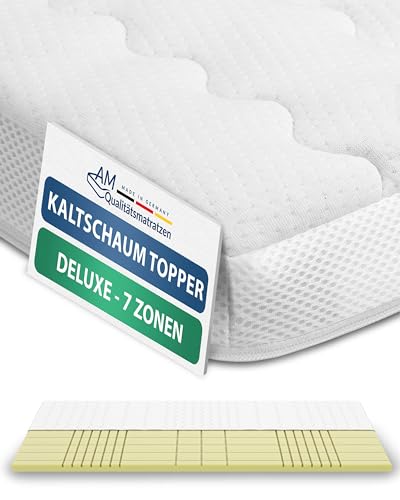 3D Deluxe 7 Zonen Kaltschaum Topper 200x190 cm - Matratzen Topper 200 x 190 in 8cm Höhe - Premium Kaltschaum-Topper mit hochwertigem Lyocell-Bezug von AM Qualitätsmatratzen