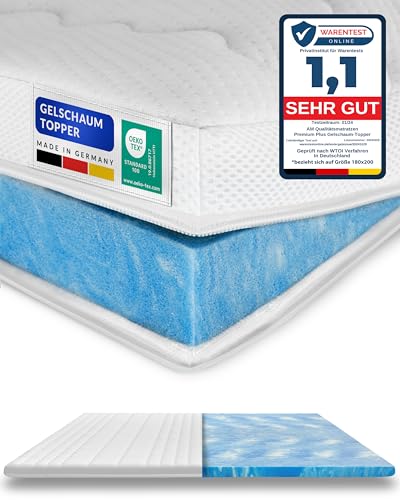 8 cm hoch - Premium Plus Gelschaum-Topper 160x190 cm mit RG 50 - Hochwertiger Lyocell-Bezug - Antirutschfunktion - Umlaufendes Klimaband - Qualität Made in Germany - Gel-Topper 160 x 190 8cm von AM Qualitätsmatratzen