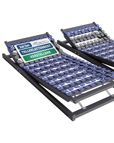 AM Qualitätsmatratzen 7 Zonen Tellerlattenrost 80x200 verstellbar bis 130 kg mit 40 Tellern - Made in Germany - Punktelastisches Tellerlattenrost Kopf und Fußteil verstellbar 80x200 von AM Qualitätsmatratzen