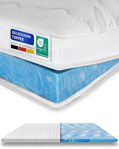 8 cm hoch - Premium Plus Gelschaum-Topper 200x200cm mit RG 50 - Hochwertiger Lyocell-Bezug - Antirutschfunktion - Umlaufendes Klimaband - Gel-Topper 200x200 8cm von AM Qualitätsmatratzen