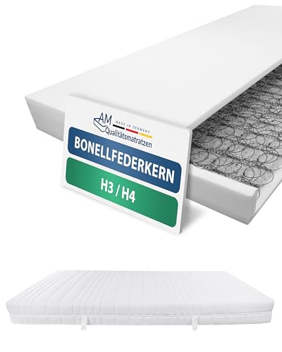 AM Qualitätsmatratzen Bonell Federkernmatratze 120x200 cm - Made in Germany - Matratze 120x200 H3 H4 Anti Schwitzen - Temperaturregulierte Bonellfederkernmatratze 19 cm hoch Oeko-TEX zertifizert von AM Qualitätsmatratzen