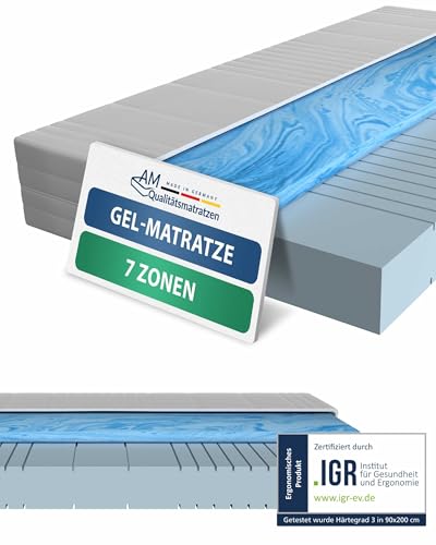 AM Qualitätsmatratzen - Gelschaum-Matratze 90x200cm H3 - Hochwertige Matratze mit 4cm Gelschaum-Auflage - 20cm Höhe - Made in Germany - 90 x 200 von AM Qualitätsmatratzen