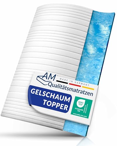 AM Qualitätsmatratzen Gel Topper 90x200 - Made in Germany - Gelschaum Topper 90x200cm mit waschbarem Bezug - Oeko TEX zertifizierter Memory Foam Matratzentopper 90x200 - Matratzenauflage weich von AM Qualitätsmatratzen