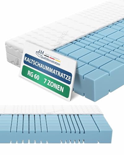 AM Qualitätsmatratzen - Premium 7 Zonen Kaltschaum Matratze 120x200 cm H2 - Orthopädische Matratze - Atmungsaktiver Tencel Bezug - Kaltschaummatratze 120 x 200 - Langlebige Matratze in RG 60 von AM Qualitätsmatratzen