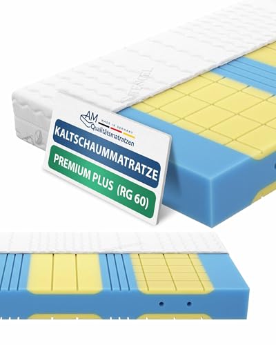 AM Qualitätsmatratzen - Premium Plus 7 Zonen Kaltschaum Matratze 200x200 cm H3 - Anpassungsfähige Kaltschaummatratze 200 x 200 mit Viscoschaum - Orthopädische Visco Matratze RG 60 von AM Qualitätsmatratzen