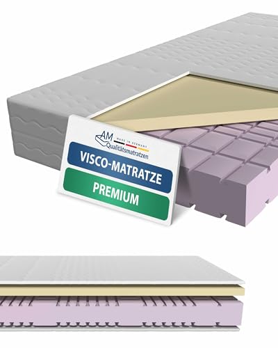 AM Qualitätsmatratzen Premium 7 Zonen Viscoschaum Matratze 100x200 H3 - Made in Germany - Oeko TEX Memory Foam Matratze 100x200-23 cm Hoch - Kaltschaummatratze 100x200 H3 mit 4cm Viscoauflage von AM Qualitätsmatratzen
