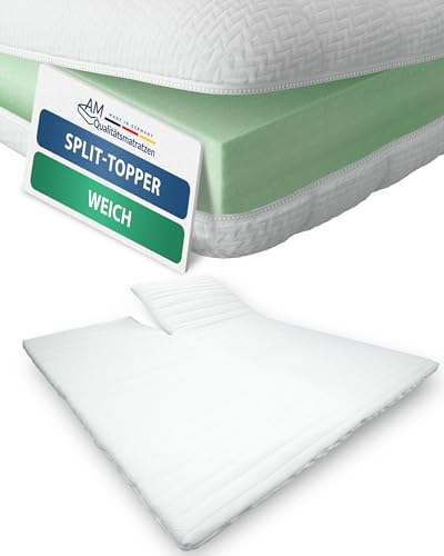 AM Qualitätsmatratzen Split Topper 180x220cm RG50 - Made in Germany - Atmungsaktiver Topper Geteilt 180x220-6cm - Splittopper 180x220 für verstellbare Lattenroste von AM Qualitätsmatratzen
