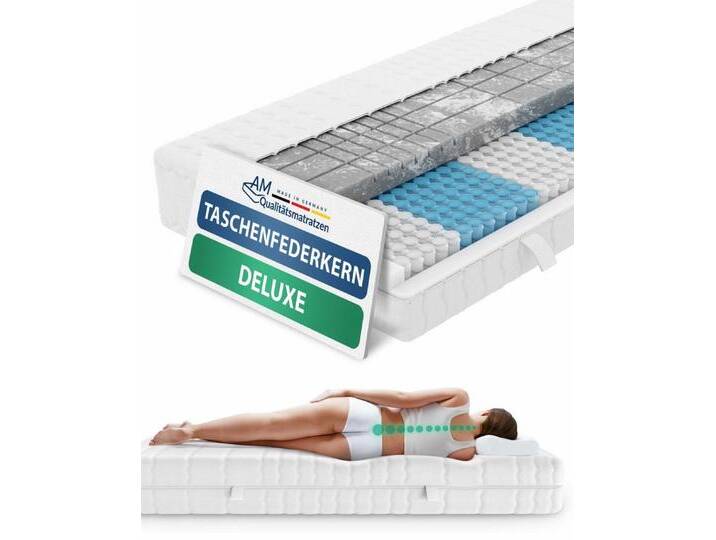 AM Qualitätsmatratzen Taschenfederkernmatratze Deluxe 7-Zonen Federkernmatratze mit 3D Kaltschaum, Optimale Anpassung, 24 cm hoch, 80x200 cm, Weich von AM-Qualitätsmatratzen