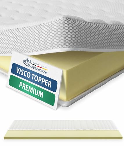 AM Qualitätsmatratzen Visco Topper 100x190cm H2 - Made in Germany - Oeko TEX zertfizierter Memory Foam Topper 100x190 mit Lyocell Bezug - Druckentlastende & viscoelastische Matratzenauflage 100x190 von AM Qualitätsmatratzen