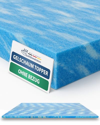 AM Qualitätsmatratzen Gelschaum Topper ohne Bezug 200x200 cm - Made in Germany - Oeko TEX zertifizerte Matratzenauflage 200x200 Schaumstoff - Gelauflage für Matratzen - Memory Foam Topper 200x200cm AM Qualitätsmatratzen Gelschaum Topper ohne Bezug 200x200 cm - Made in Germany - Oeko TEX zertifizerte Matratzenauflage 200x200 Schaumstoff - Gelauflage für Matratzen - Memory Foam Topper 200x200cm von AM Qualitätsmatratzen