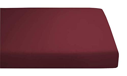 Hochwertiges Spannbettlaken 100x210cm Baumwolle - 25 cm Steghöhe - Bordeaux - Bettlaken 100x210 cm - Geeignet fürs Boxspringbett von AM Qualitätsmatratzen