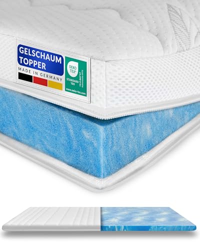 Premium Gelschaum-Topper 100 x 200 cm mit RG 50 - Hochwertiger Lyocell-Bezug - Antirutschfunktion - Umlaufendes Klimaband - Qualität Made in Germany - Gel-Topper 100x200 von AM Qualitätsmatratzen