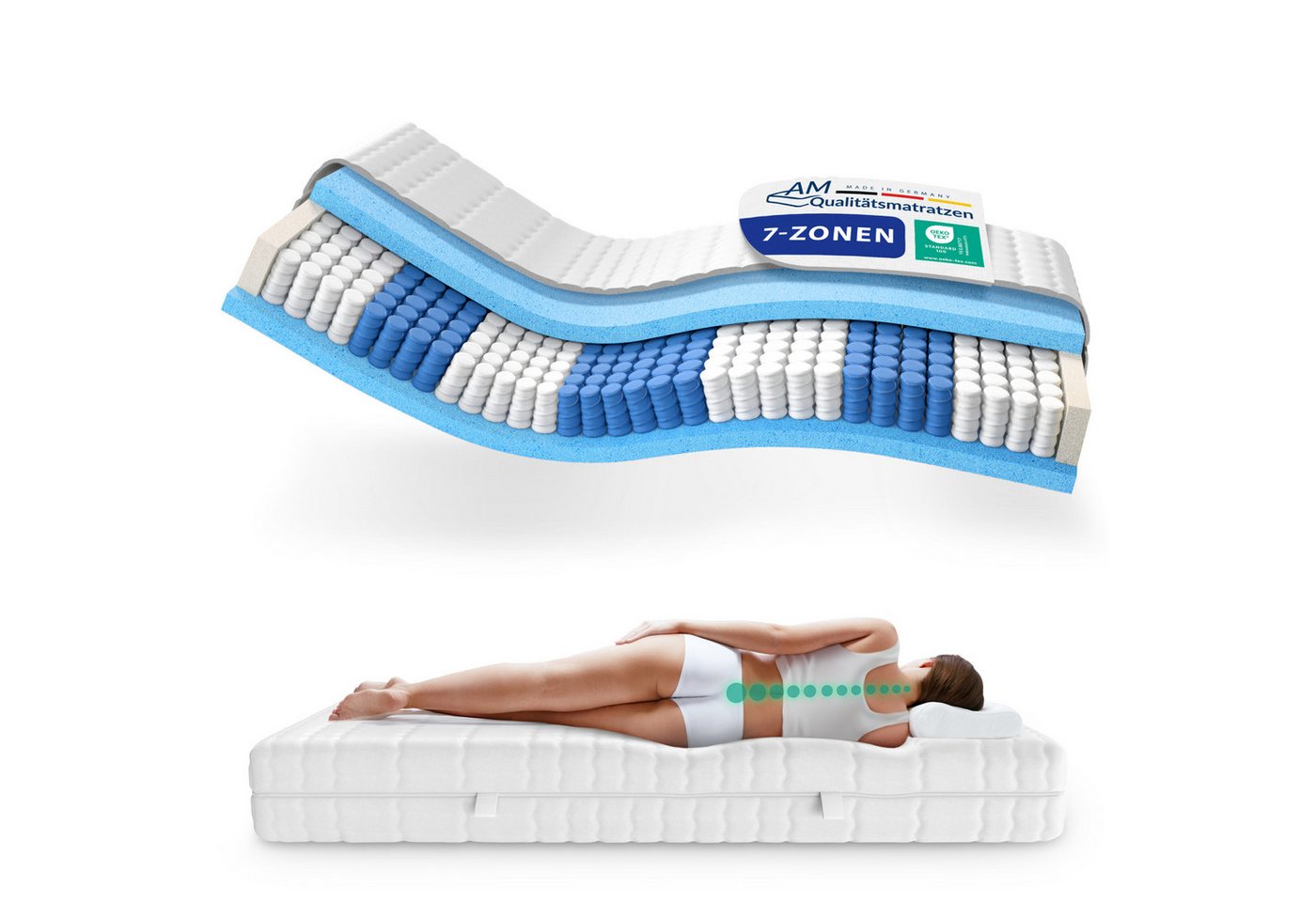 Taschenfederkernmatratze Federkernmatratze, Orthopädische 7-Zonen Matratze, Tonnentaschenfedern, AM Qualitätsmatratzen, 24 cm hoch, 160x200 cm Taschenfederkernmatratze Federkernmatratze, Orthopädische 7-Zonen Matratze, Tonnentaschenfedern, AM Qualitätsmatratzen, 24 cm hoch, 160x200 cm von AM Qualitätsmatratzen