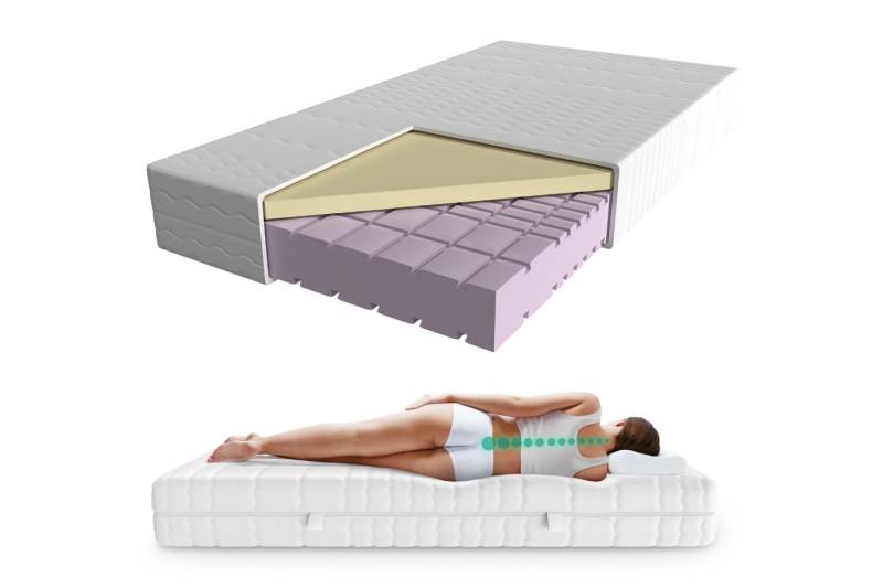 Visco-Matratze in Premiumhöhe, 7-Zonen Viscoschaum-Matratze, Memoryschaum Matratze, AM Qualitätsmatratzen, 23 cm hoch, 160x200 cm von AM Qualitätsmatratzen