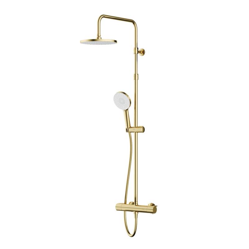 AM.PM Duschsystem X-Joy mit Thermostat Duscharmatur Brausearmatur Regendusche Duschset F07XA499 Gold von AM.PM