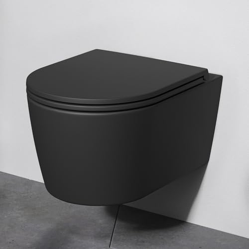 AM.PM Func - Spülrandlos Hänge WC Schwarz Matt, Tiefspül Toilette FlashClean, Wand WC mit Toilettendeckel mit Absenkautomatik, Schwarze Toilette aus Keramik, 49 cm lang AM.PM Func - Spülrandlos Hänge WC Schwarz Matt, Tiefspül Toilette FlashClean, Wand WC mit Toilettendeckel mit Absenkautomatik, Schwarze Toilette aus Keramik, 49 cm lang von AM.PM