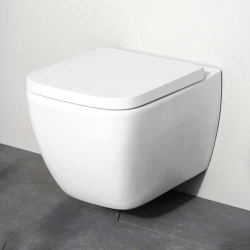 AM.PM Gem - Spülrandlos Hänge WC, Tiefspül Toilette FlashClean, Wand WC mit Toilettendeckel mit Absenkautomatik, Hänge Toilette aus Keramik, Weiß, 50 cm lang AM.PM Gem - Spülrandlos Hänge WC, Tiefspül Toilette FlashClean, Wand WC mit Toilettendeckel mit Absenkautomatik, Hänge Toilette aus Keramik, Weiß, 50 cm lang von AM.PM
