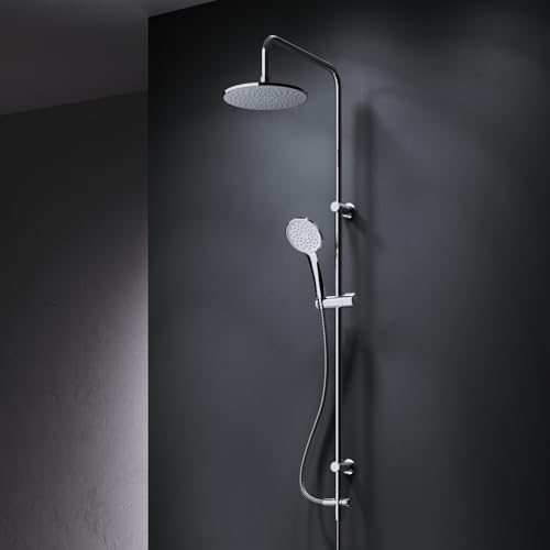 AM.PM Hit - Duschsystem ohne Armatur, Duschset mit Regendusche 22 cm, Handbrause EnerJet, Schlauch und Brausestange, Chrom von AM.PM