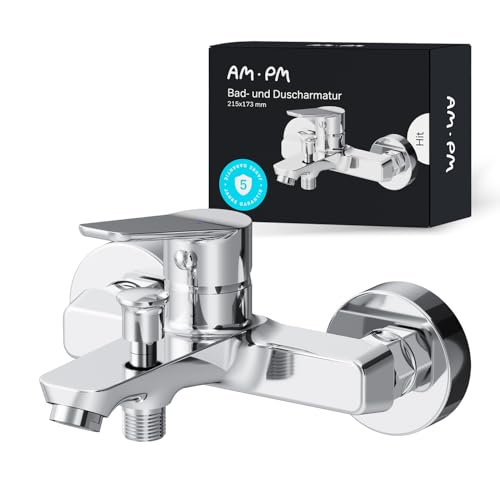 Badewannenarmatur mit Auslauf, Mischbatterie Badewanne, Brausebatterie Wanne, Einhand-Wannenbatterie für Badewanne und Dusche, Badezimmer Armatur, Chrom, AM.PM Hit FTA10000 von AM.PM