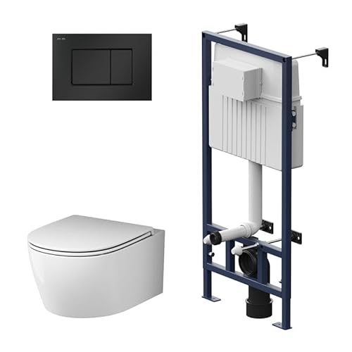 AM.PM - Hänge WC Komplettset, Vorwandelement WC Set Komplett Vormontiert (ProC) + Wand WC Weiß ohne Spülrand (X-Joy S) + Drückerplatte + WC-Sitz mit Absenkautomatik, Toilette Komplett Set AM.PM - Hänge WC Komplettset, Vorwandelement WC Set Komplett Vormontiert (ProC) + Wand WC Weiß ohne Spülrand (X-Joy S) + Drückerplatte + WC-Sitz mit Absenkautomatik, Toilette Komplett Set von AM.PM