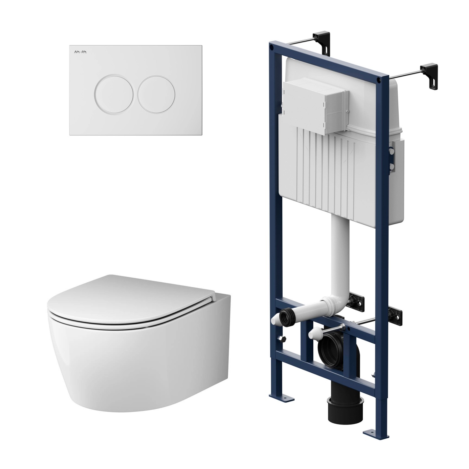 AM.PM WC Set Wand WC Vorwandelement Drückerplatte Toilette mit Spülkasten Komplett IIS70101.XB1700 ProC AM.PM WC Set Wand WC Vorwandelement Drückerplatte Toilette mit Spülkasten Komplett IIS70101.XB1700 ProC von AM.PM